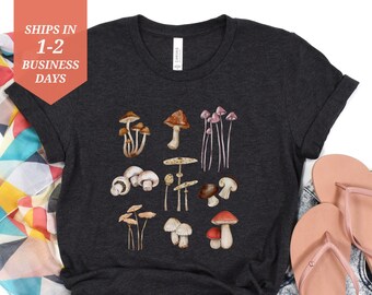 Watercolor Mushroom Shirt Gift CottageCore Clothing, GoblinCore Shirt Dark Academia Clothing, Cottage Core Shirt Fairy Grunge Hippie Shirt