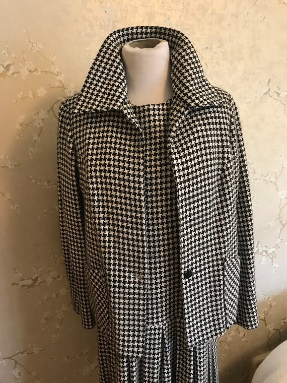 Vintage Houndstooth Dropped Waist Dress with Match