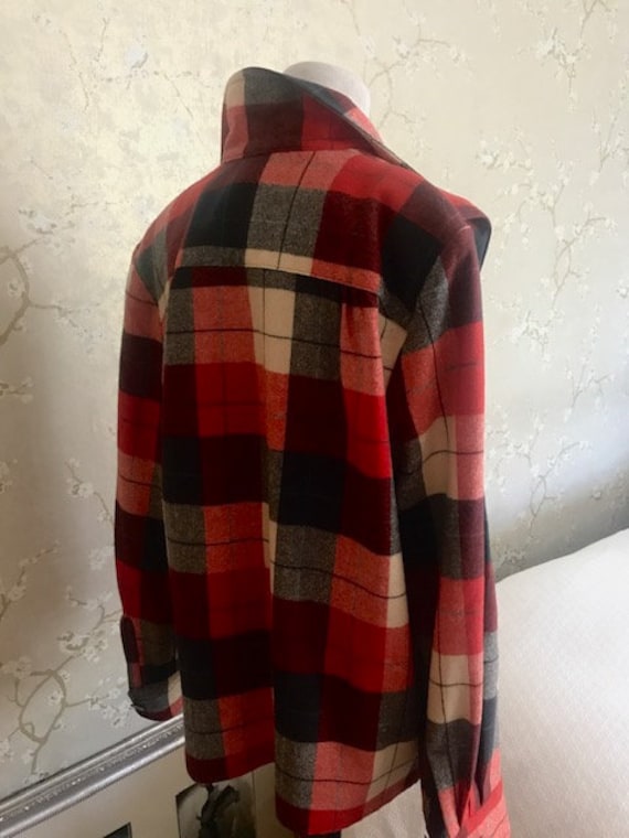 Womens Vintage Ethnic Wool Shirt Long Sleeve Plaid Jacket