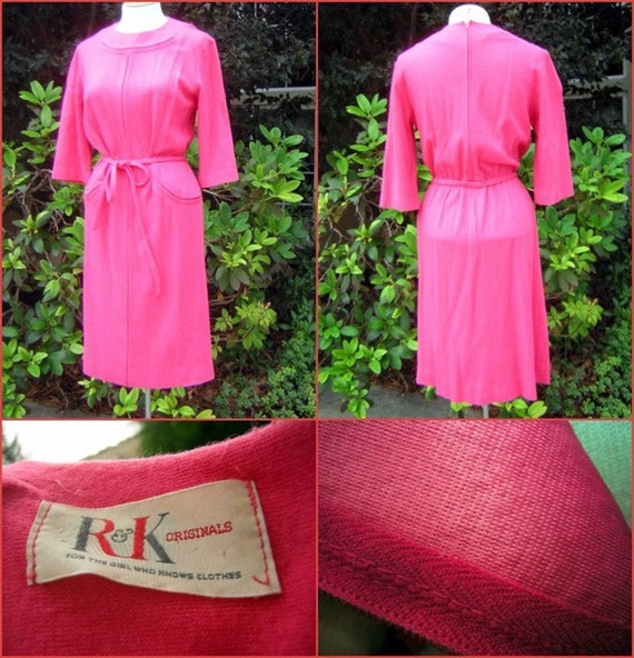 Vintage '60's Wool Knit Day Dress R & K Originals… - image 4