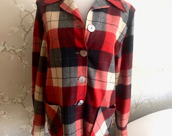 Vintage Women's Western Star Wool Plaid Shirt Jacket Med/Large
