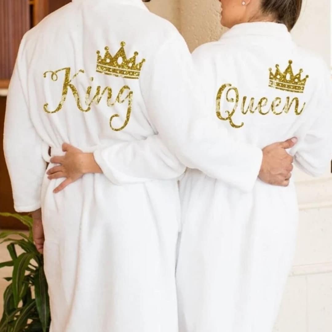 King & Queen Bathrobes Embroidery Etsy
