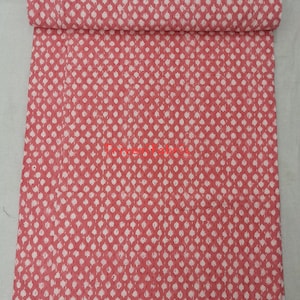 Pink Kantha Quilt: Block Print Indian Cotton Bedspread