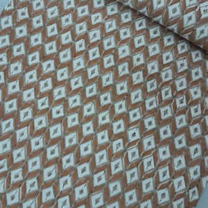 Beige Block Print Kantha Quilt: Handmade Cotton Bedspread