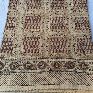 Brown Kantha Quilt Indian Bedding Throw Block Print Bedspread Hand Stitching Kantha Craft image 12