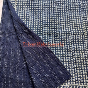 Indigo blau Kantha Quilt handgemachte Kantha Tagesdecke indischer Quilt Hand Block Print indigo blauer Kantha Quilt