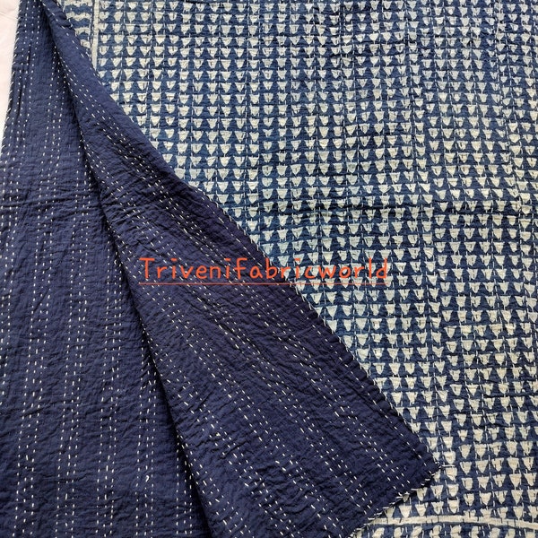 Blue Kantha Quilt Etsy