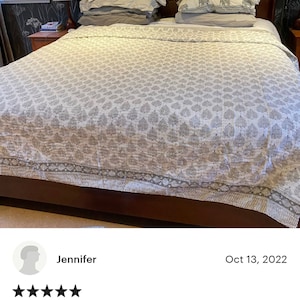 Grey kantha quilt bedspread kantha quilt handmade kantha grey bedcover hand block kantha block print kantha queen bedcover cotton quilt