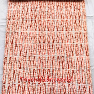 Kantha Quilt Orange bedspread Handmade Kantha Blanket Hand Block Print Kantha Orange Quilt Queen Size Kantha throw Bed Cover Boho Quilting
