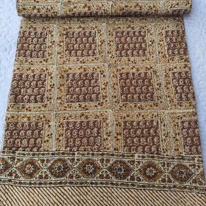 Brown Kantha Quilt Indian Bedding Throw Block Print Bedspread Hand Stitching Kantha Craft image 8