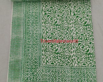 Green kantha quilt hand block print kantha handmade kantha bedcover bedspread kantha quilt queen indian cotton kantha blanket green kantha