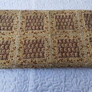 Brown Kantha Quilt Indian Bedding Throw Block Print Bedspread Hand Stitching Kantha Craft image 6