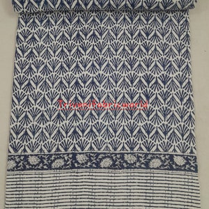 Indian cotton kantha quilt blue color kantha bedspread blanket throw block print kantha bedcover bedding throw handmade kantha quilt king