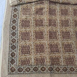 Brown Kantha Quilt Indian Bedding Throw Block Print Bedspread Hand Stitching Kantha Craft image 4