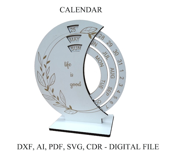 Laser Cut File Vector Eternal Calendar, CNC, SVG, DXF, Pdf, Cdr, Patern Cnc, Calendar, P00001