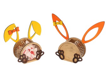 Adorable Easter Bunny Candy Box Designs - Laser Cut & Digital Files Plywood pattern - Cdr, DXF, Ai, SVG, PDF