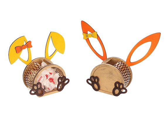 Adorable Easter Bunny Candy Box Designs - Laser Cut & Digital Files Plywood pattern - Cdr, DXF, Ai, SVG, PDF
