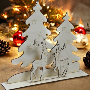Laser Cut File Vector standing Christmas Tree for Laser, 2 Pcs, CNC, SVG, DXF, Pdf, Cdr, Christmas decorations, P00022 Digital File Only
