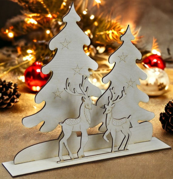 Laser Cut File Vector standing Christmas Tree for Laser, 2 Pcs, CNC, SVG, DXF, Pdf, Cdr, Christmas decorations, P00022 Digital File Only