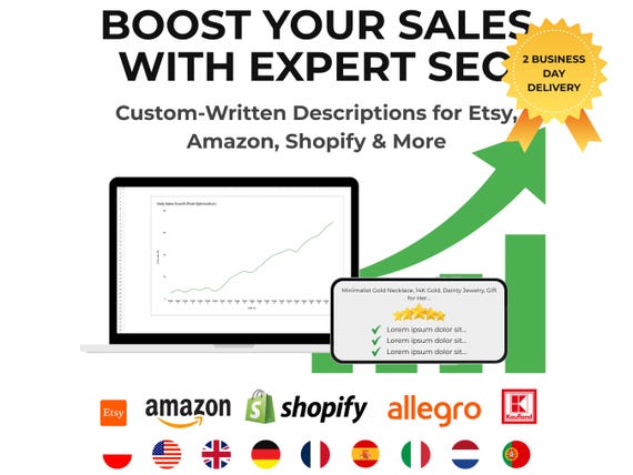 Etsy SEO Expert, Custom Product Description Writing, Amazon FBA Listing Optimization, Shopify Title, Pro SEO Keyword Service, Allegro
