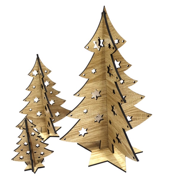 Laser Cut File Vector standing Christmas Tree for Laser, 3 Pcs, CNC, SVG, DXF, Pdf, Cdr, Christmas decorations, P00016 Digital File Only