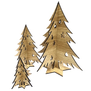 Laser Cut File Vektor stehender Weihnachtsbaum für Laser, 3 Stk. CNC, SVG, DXF, pdf, cdr, Weihnachtsdekorationen, P00014 Nur Digitale Datei