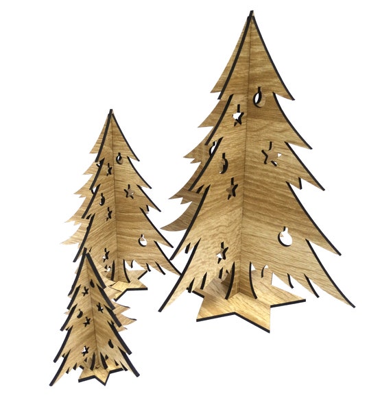 Laser Cut File Vector standing Christmas Tree for Laser, 3 Pcs, CNC, SVG, DXF, Pdf, Cdr, Christmas decorations, P00014 Digital File Only