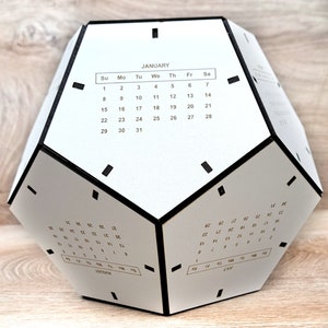 Calendario vectorial de archivos cortados con láser 2022, 2023, CNC, SVG, DXF, PDF, CDR, pentern cnc, regalo, calendario eterno, solo archivo digital, P00031