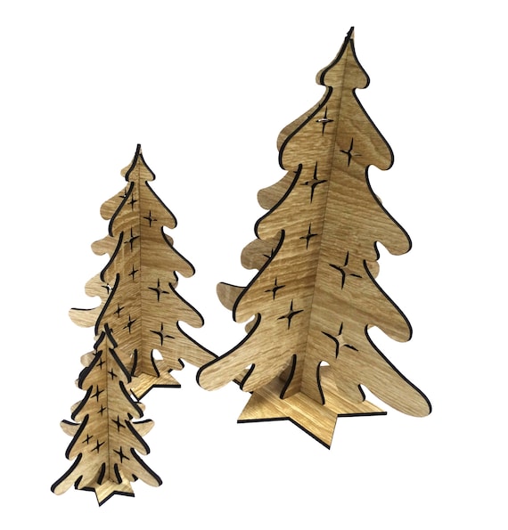 Laser Cut File Vector standing Christmas Tree for Laser, 3 Pcs, CNC, SVG, DXF, Pdf, Cdr, Christmas decorations, P00015 Digital File Only