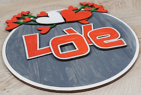 Love is in the Air! Decorative Door Hanger Laser Cut File for Valentine's Day Ornaments. DIY digital download, P#Love #ValentinesDay, P00027