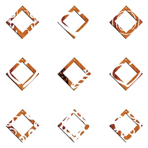 Pode incluir: Nove ornamentos de madeira em forma de diamante com um design floral branco. Os ornamentos têm um furo na parte superior para pendurar.