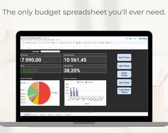 Ultimate Budget Planner for Google Sheets, Annual & Monthly Budget Spreadsheet, Expense Tracker, 5 Themes, 8 Languages, Finance Dashboard