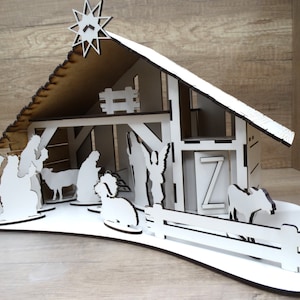 Laser Cut File Vector Christmas Nativity Scene with Figurines, CNC, SVG, DXF, Pdf, Cdr, Patern Cnc, Christ, Jesus, P00017 Digital File Only