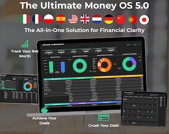 Ultimate Budget Planner | Financial Planner Google Sheets | Net Worth & Debt Tracker | The Ultimate Money OS 5.0 Dark