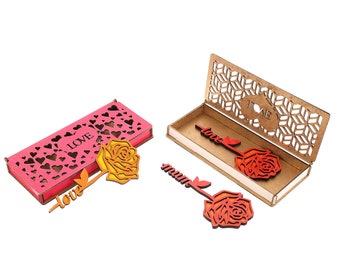 Elegant Laser Cut Gift Box & Flower Set: Perfect for Laser Cutting Projects - Instant Download