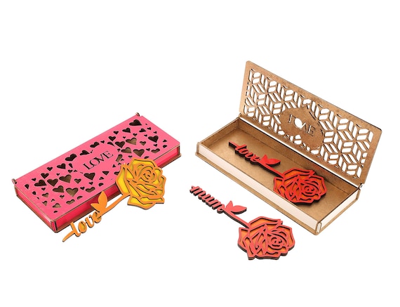 Elegant Laser Cut Gift Box & Flower Set: Perfect for Laser Cutting Projects - Instant Download