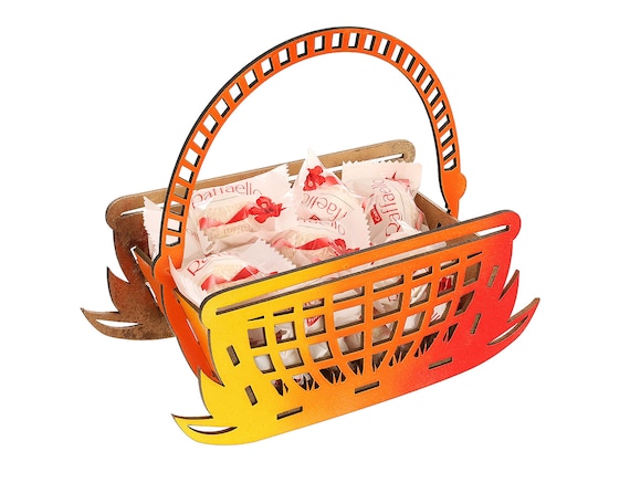 Laser Cut Easter Candy Basket Template - Glowforge Easter Gift Basket DXF Vector Laser Cut Pattern