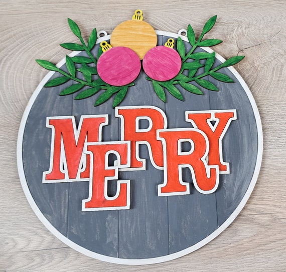 Laser Cut File Vector Decorative Door Hanger for Laser, CNC, SVG, DXF, Pdf, Cdr, Merry Christmas Ornaments, P00026 Digital File Only