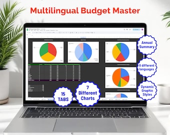 Multilingual Budget Master Spreadsheet | Customizable Excel Finance Planner | Global Money Tracker & Organizer | Annual Dashboard