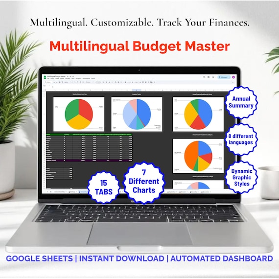 Multilingual Budget Master Spreadsheet | Customizable Excel Finance Planner | Global Money Tracker & Organizer | Annual Dashboard