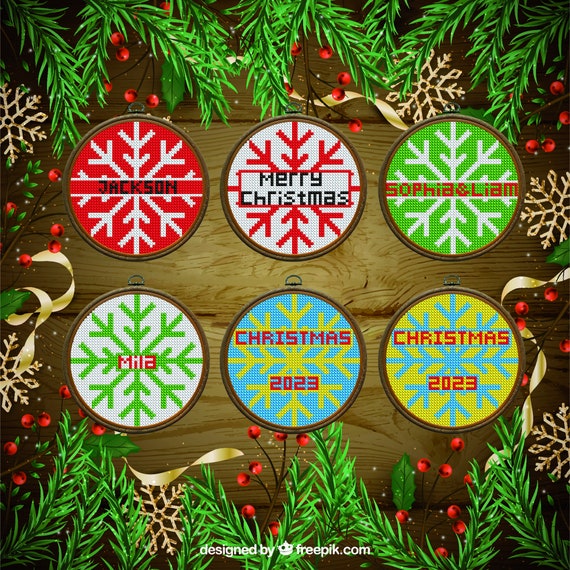 Set of 6 Christmas Snowflake Patern, Cross Stitch Pattern, Christmas Ornaments, Digital File Only, Embroidery CS00003