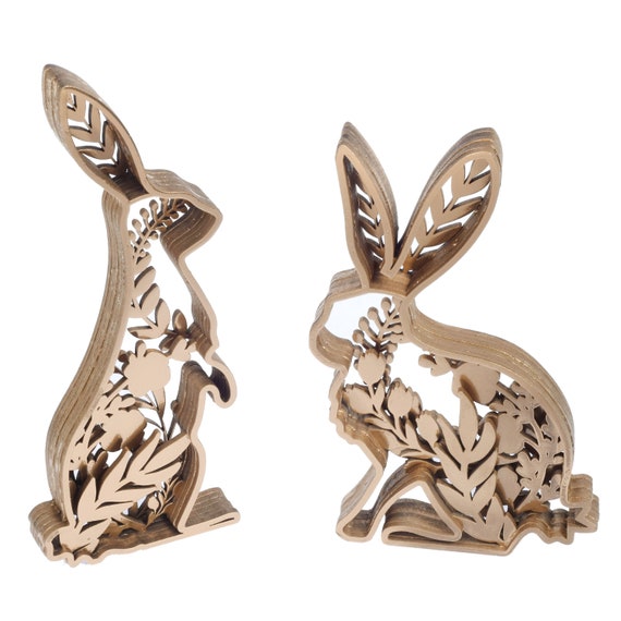 Create Stunning Easter Décor: Laser Cut Files Bundle with Adorable Rabbits, Multilayered Floral Bunny SVG Designs - Instant Digital Download