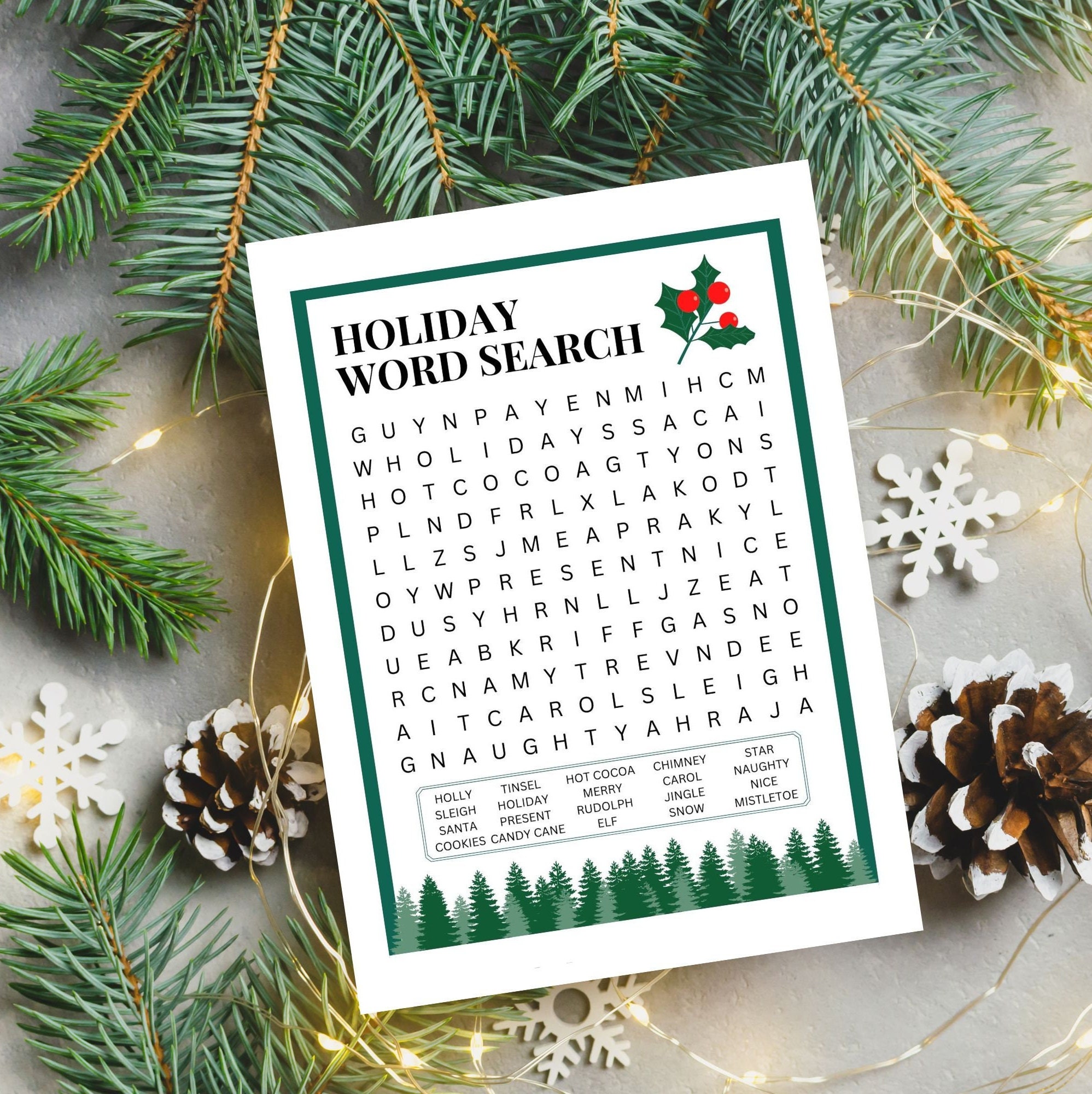 Holiday Word Search Printable Winter Game for Kids Wintertime
