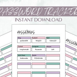 Password Tracker Printable, Password Book, Password Keeper, Password Notebook, Password Journal, Password Planner Insert, Password List