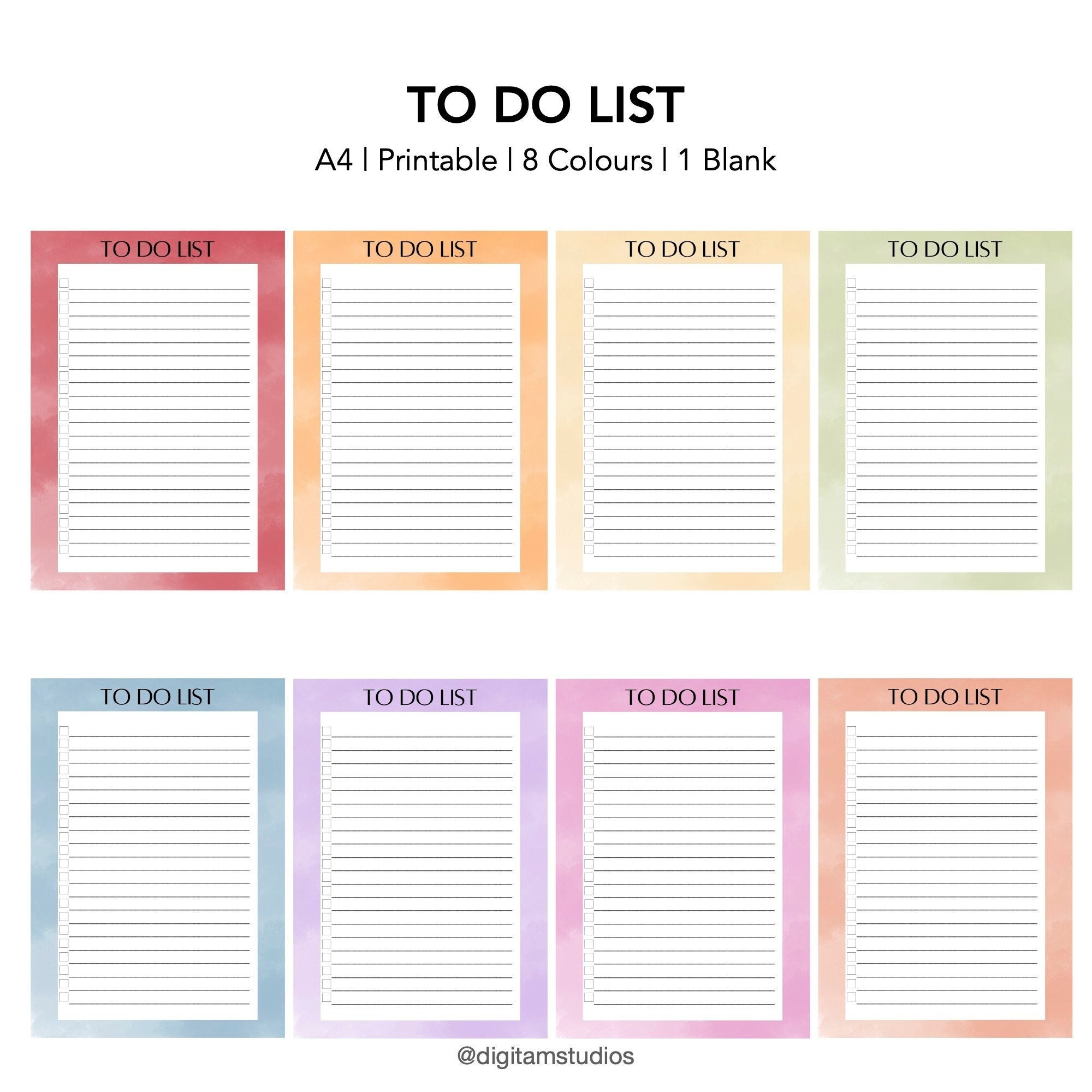 To Do List | A4 | Printable | Instant Download | PDF | Digital Planner ...