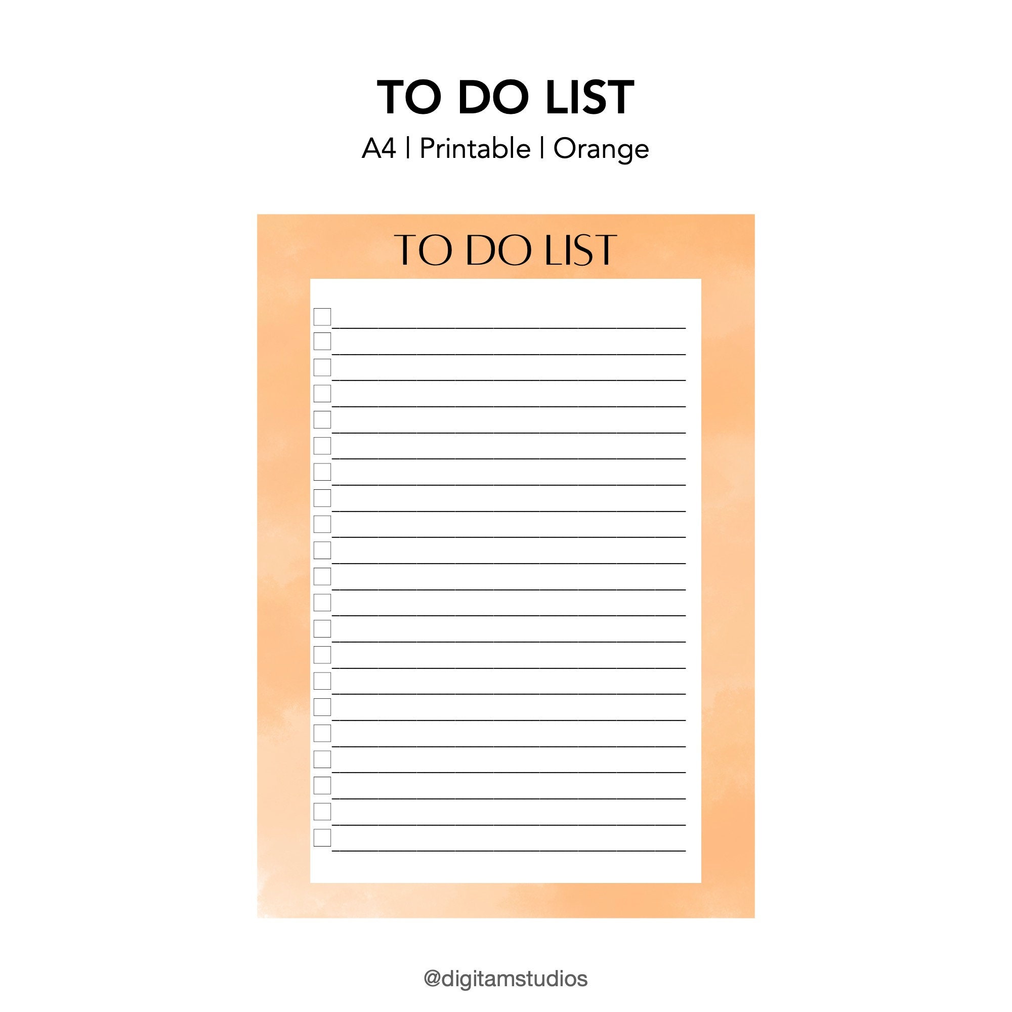 To Do List | A4 | Printable | Instant Download | PDF | Digital Planner ...