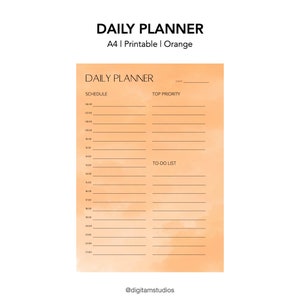 Daily Planner | A4 | Printable | Instant Download | PDF | Digital ...