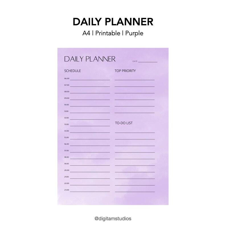 Daily Planner A4 Printable Instant Download PDF - Etsy