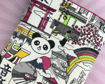 Book sleeve - Pink Japanese Manga Panda (size of your choice)