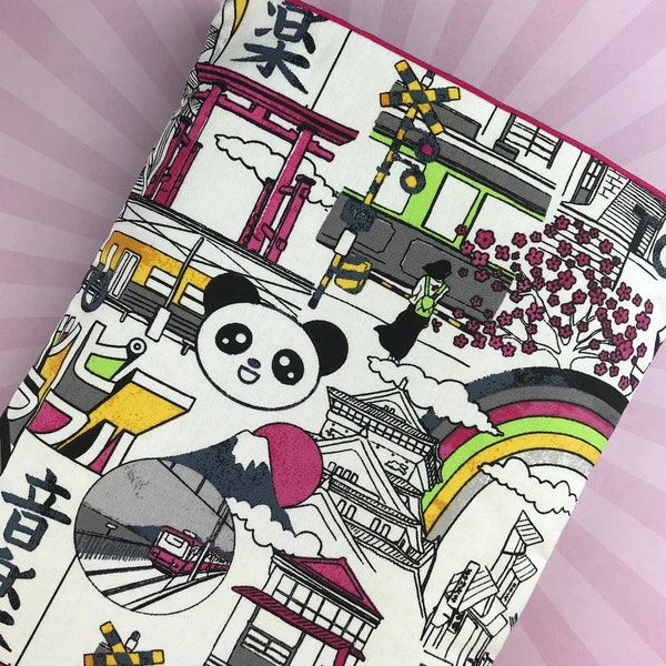 Pochette à livre - Manga Panda japonais rose (format au choix)